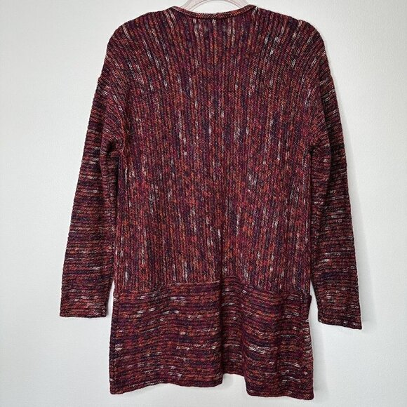 J Jill Cardigan Sweater Maroon Open Long Size S Stripe - Picture 9 of 9